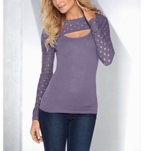 NWOT Venus Keyhole Cut Out Ling Sleeve Sweater - M